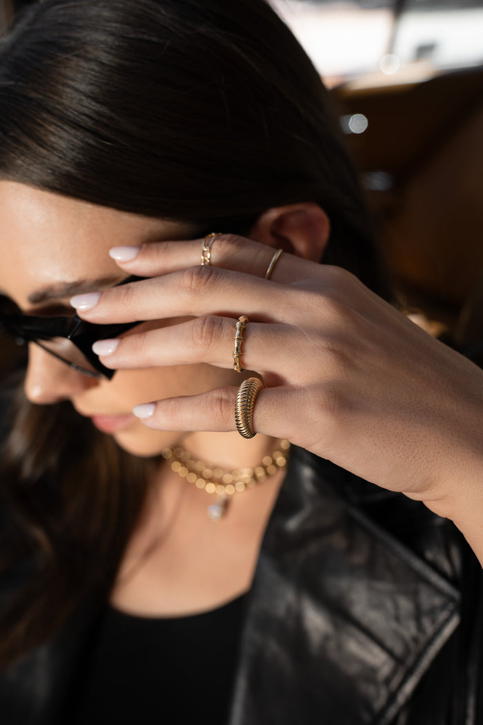 14K Gold Ribbed Dome Ring, photo 3