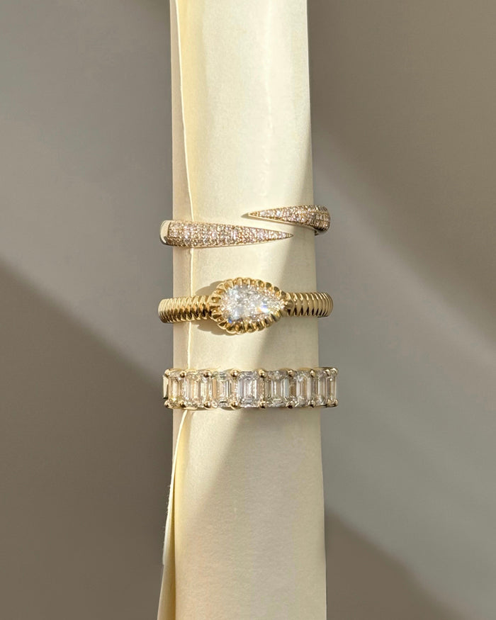 14K Gold Pave Diamond Spike Claw Ring, photo 4
