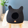 Felted Wool Cat Cave with Ears, Night Black, photo 2
