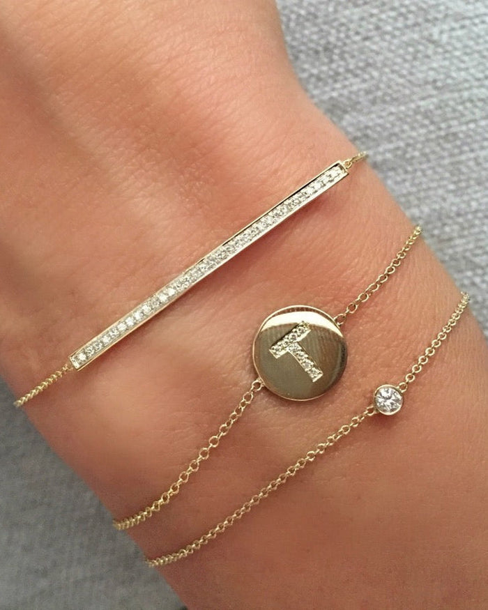 14K Gold Small Bezel Diamond Bracelet, photo 3