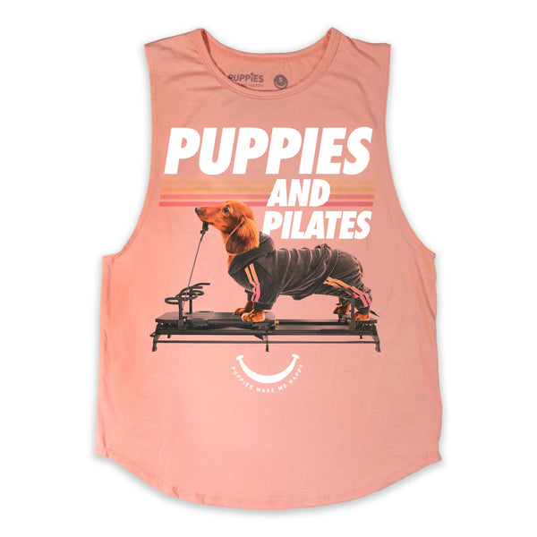 Puppies & Pilates Tank Top in peach