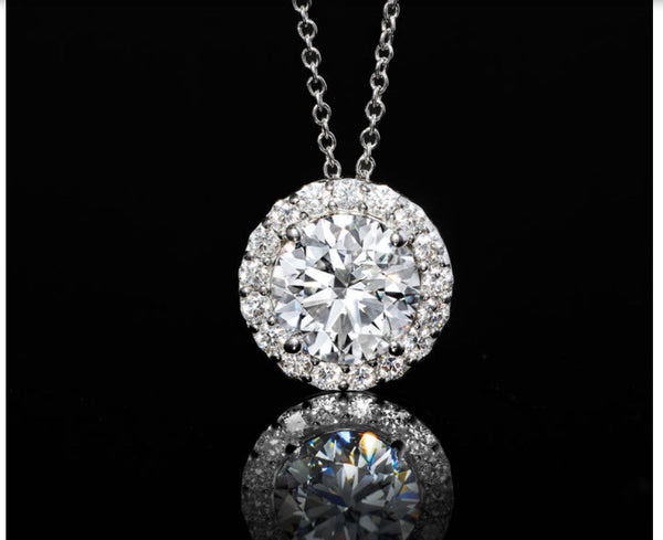 2 CTW Lab-Grown Diamond Halo Pendant Necklace in 14K Gold, photo 2