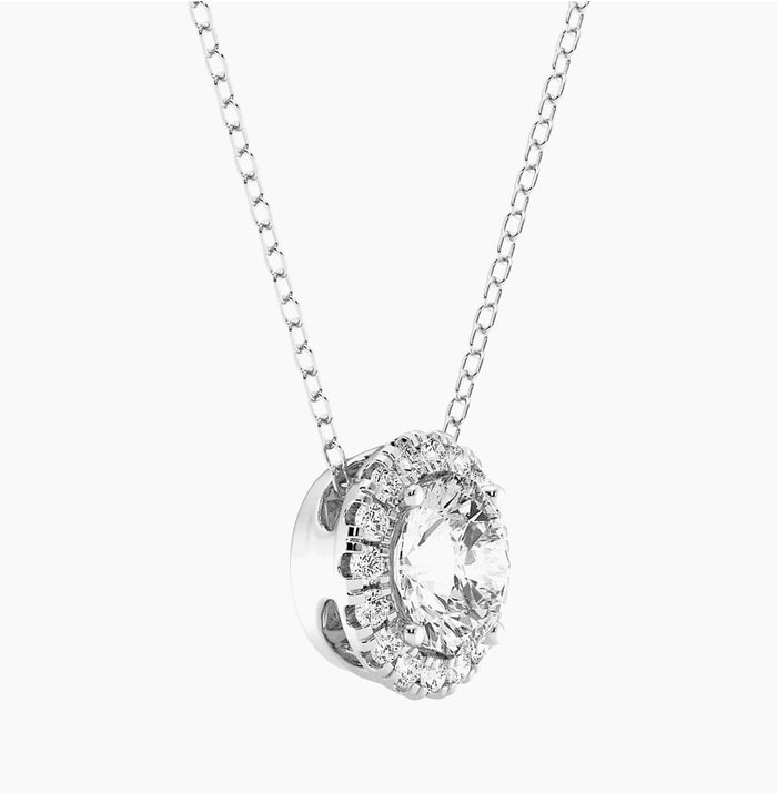 2 CTW Lab-Grown Diamond Halo Pendant Necklace in 14K Gold, photo 4