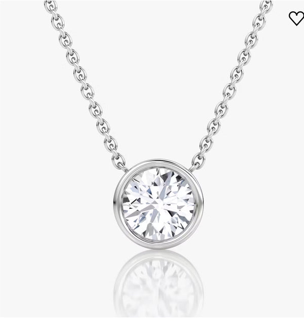 1.00 CTW Bezel Lab-Grown Diamond Pendant in 14K Gold, photo 1
