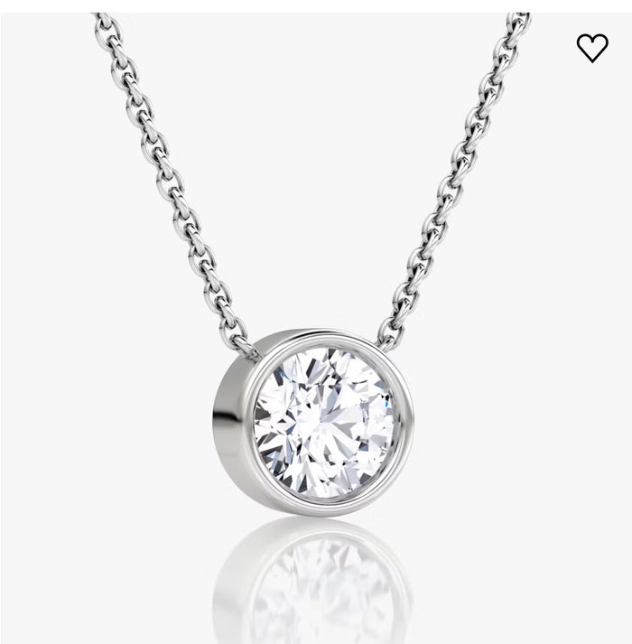 1.00 CTW Bezel Lab-Grown Diamond Pendant in 14K Gold, photo 2