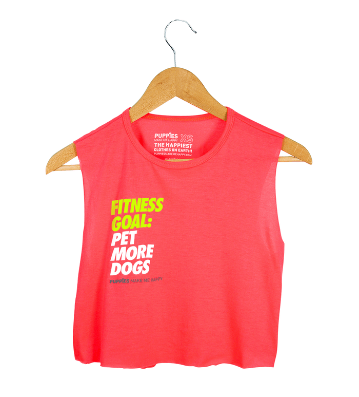 Fitness Goals: Pet More Dogs Crop Top in hot pink