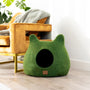 Felted Wool Cat Cave with Ears, Forest Green, photo 2