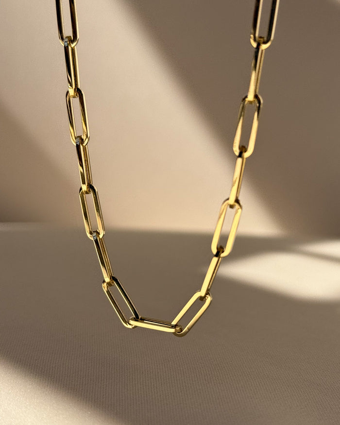 14K Gold Large Paper Clip Chain Necklace, photo 4