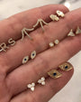 Aretes de botón de ojo turco mini con diamantes en oro de 14K, foto 5