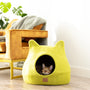 Cueva de fieltro de lana para gatos con orejas, Verde cítrico