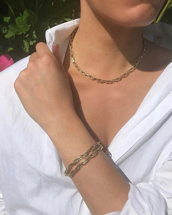14K Gold Extra Large Open Link Chain Necklace, photo 10