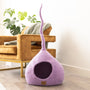 Felted Wool Cat Cave with Tail, Lilac Purple, photo 2