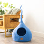 Felted Wool Cat Cave with Tail, Sky Blue, photo 2
