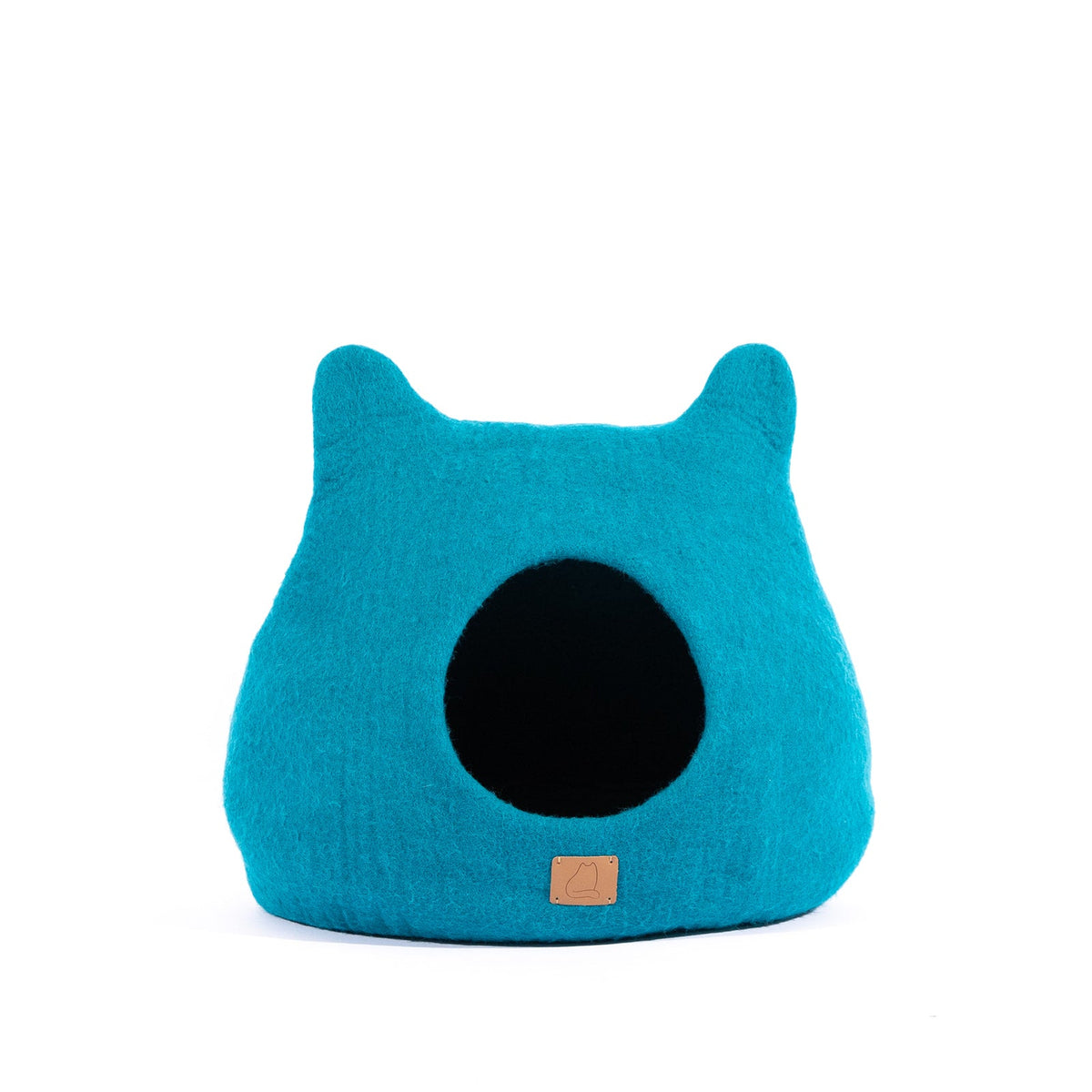 Cueva de fieltro de lana para gatos con orejas, Azul océano, foto 3