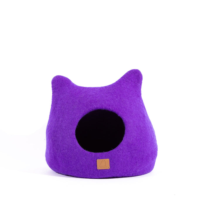 Felted Wool Cat Cave with Ears, Plum Purple, photo 3