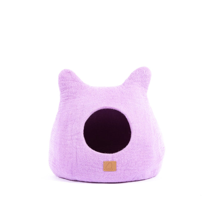Felted Wool Cat Cave with Ears, Lilac Purple, photo 3