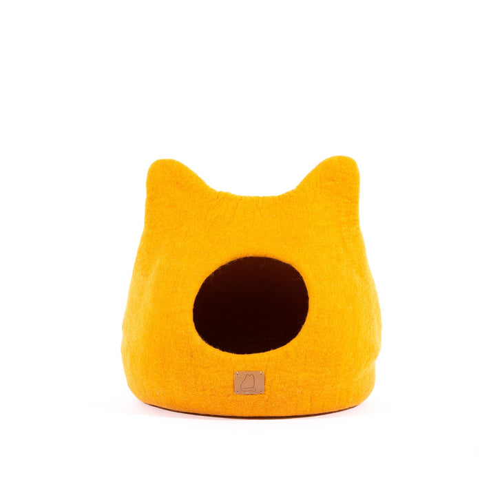 Felted Wool Cat Cave with Ears, Fire Orange, photo 3