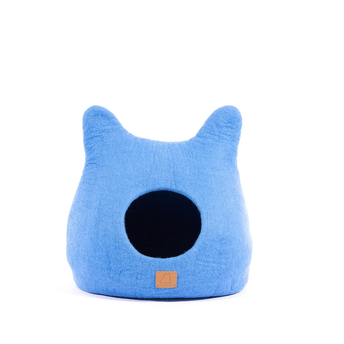 Felted Wool Cat Cave with Ears, Sky Blue, photo 3