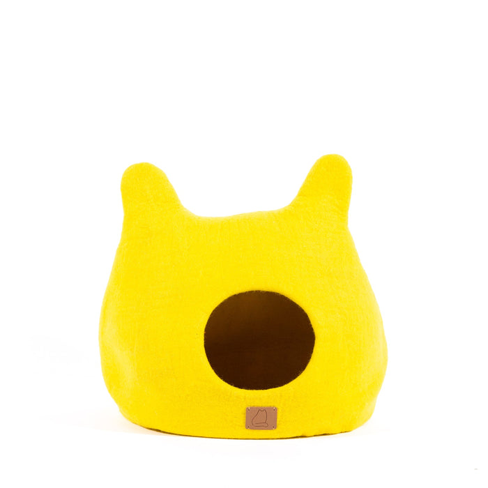 Felted Wool Cat Cave with Ears, Sunny Yellow, photo 3