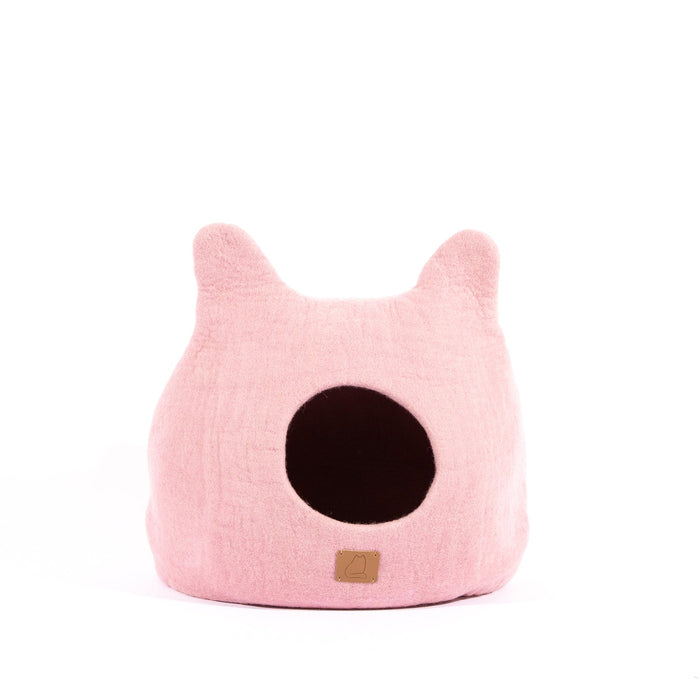 Felted Wool Cat Cave with Ears, Valentine Pink, photo 3