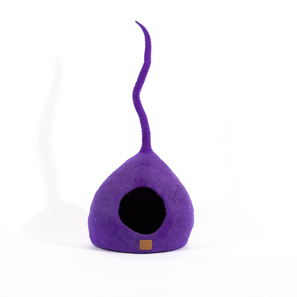 Felted Wool Cat Cave with Tail, Plum Purple, photo 3