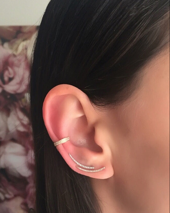Arete trepador de diamantes en oro de 14K, foto 5