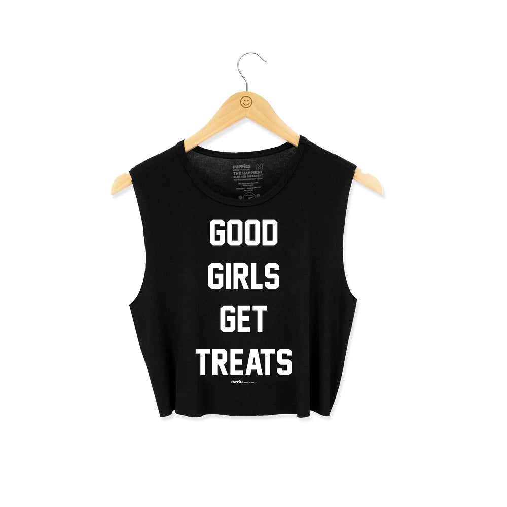 Good Girls Get Treats Crop Top in black