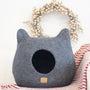 Felted Wool Cat Cave with Ears, Stone Gray, photo 4