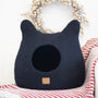 Felted Wool Cat Cave with Ears, Night Black, photo 3