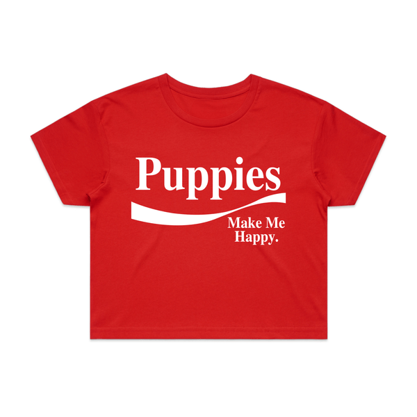 Enjoy Puppies Make Me Happy Crop Tee in red