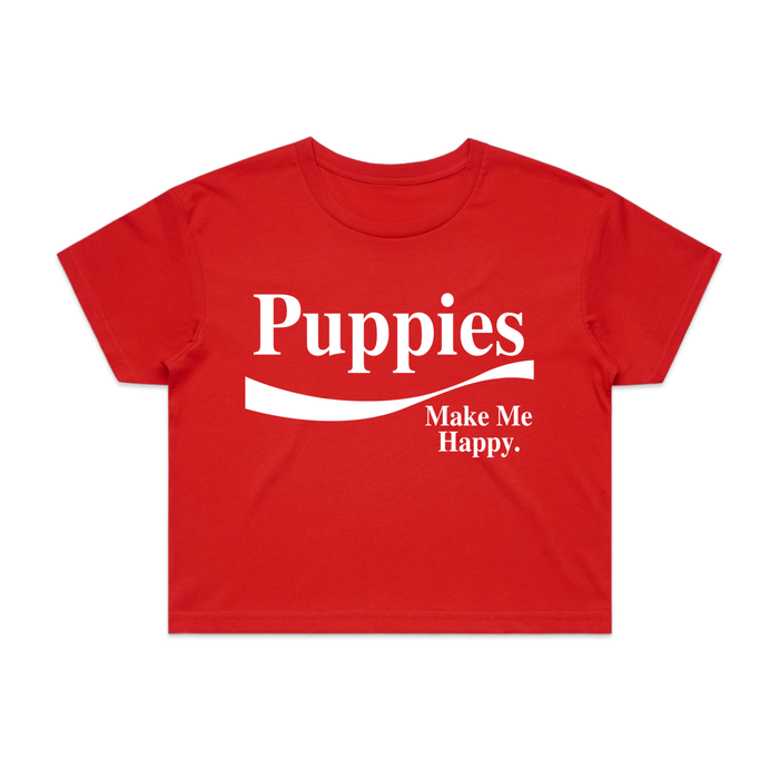 Enjoy Puppies Make Me Happy Crop Tee in red