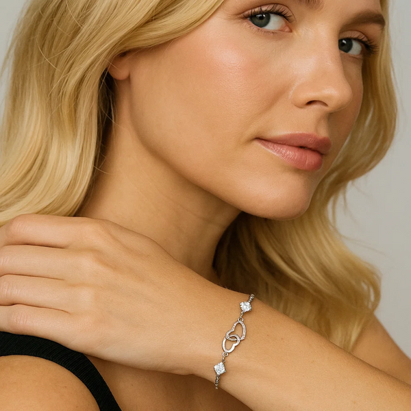 I Love You Two Hearts Cubic Zirconia Bracelet, photo 2