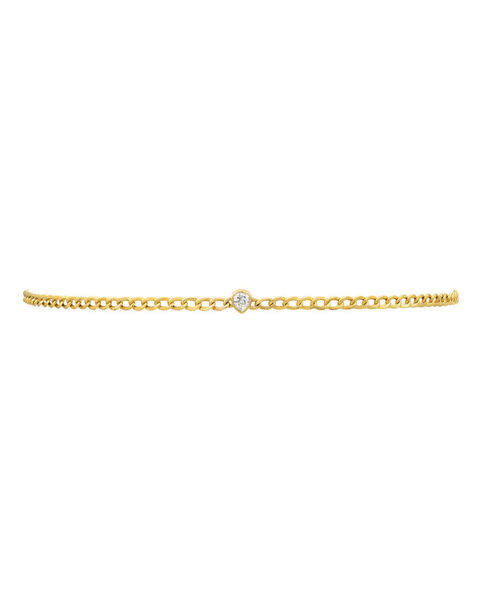 Gargantilla de cadena cubana con diamante pera en oro de 14K, foto 6