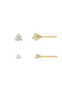 Aretes de botón de diamante de tres garras en oro de 14K, foto 4