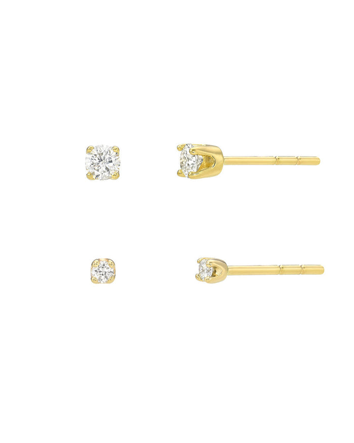 14K Gold 4 Prong Diamond Stud Earrings, photo 8