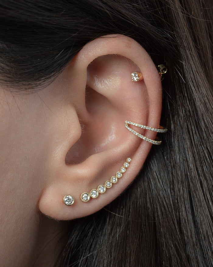 14K Gold Bezel Diamond Stud Earrings, photo 6