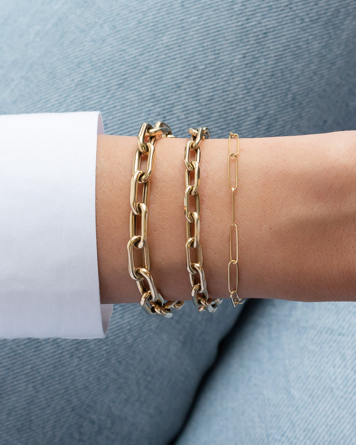 14K Gold Large Open Link Chain Bracelet, photo 4