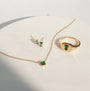 Collar de esmeralda talla esmeralda en bisel en oro de 14K, foto 4