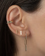 Aretes de botón de barra con diamantes en oro de 14K, foto 3