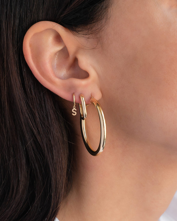 Aretes de aro ovalados gruesos en oro de 14K, foto 6