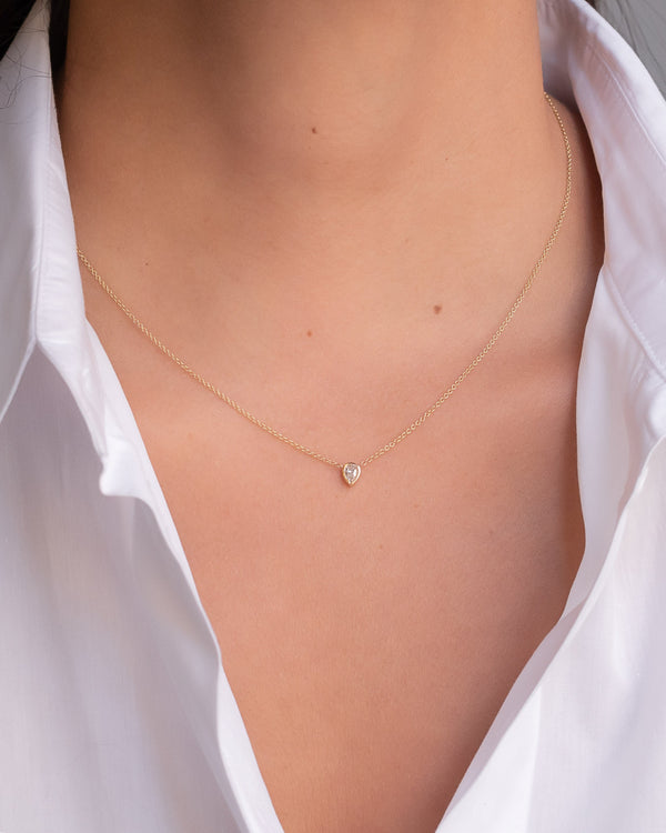14K Gold Pear Diamond Bezel Necklace, photo 2
