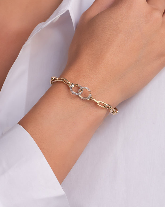 14K Gold Large Open Link Diamond Handcuff Bracelet, photo 3
