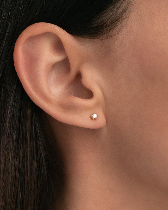 14K Gold 4 Prong Diamond Stud Earrings, photo 2