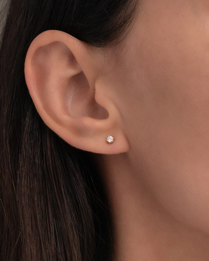 14K Gold 4 Prong Diamond Stud Earrings, photo 3