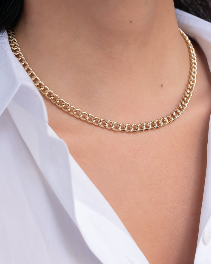 Collar de cadena barbada grande en oro de 14K, foto 3