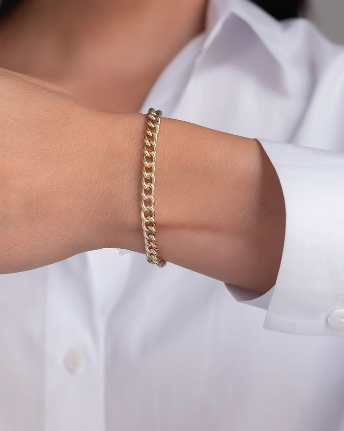 Pulsera de cadena barbada de eslabones grandes en oro de 14K, foto 2