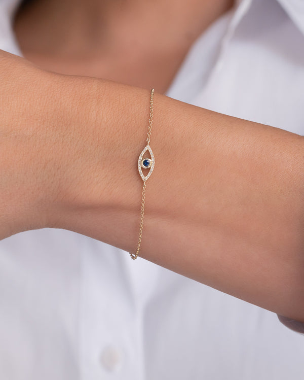 Pulsera con ojo turco de diamantes y zafiro en oro de 14K, foto 2
