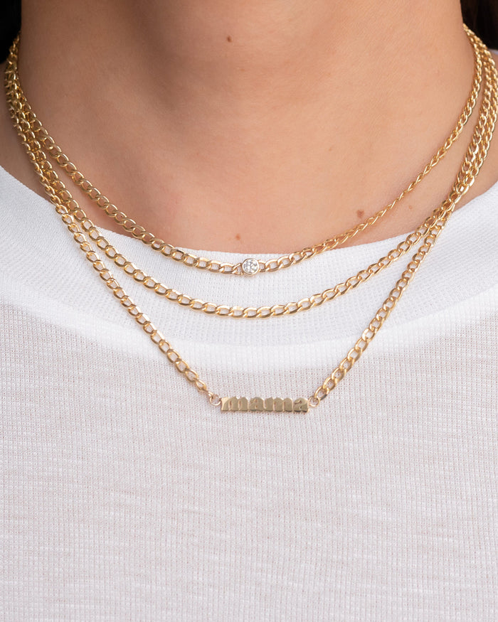 Gargantilla de cadena cubana con diamante en bisel en oro de 14K, foto 5