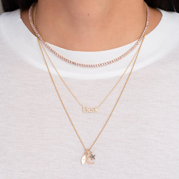 Dije de ojo turco con pequeño diamante en oro de 14K, foto 2