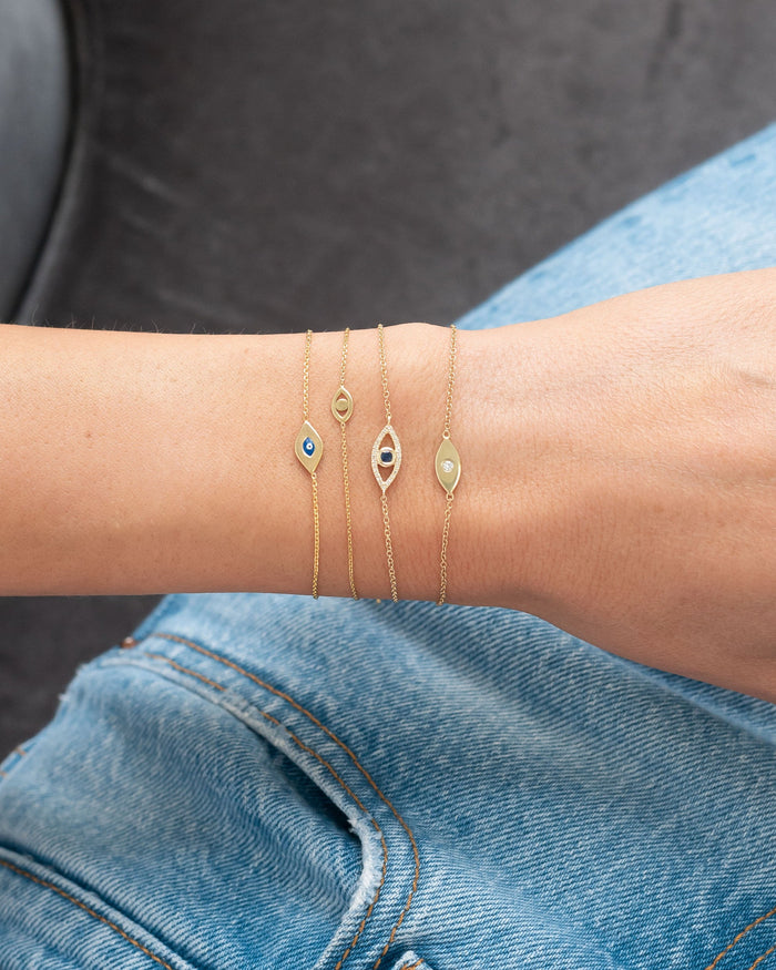 Pulsera con ojo turco de diamantes y zafiro en oro de 14K, foto 4